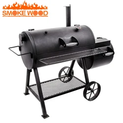 European Style Hot Sale Trolley Barrel Shaped Movable Portable Charcoal BBQ Grill Smoker Steel Easily Cleaned Easily Assembled