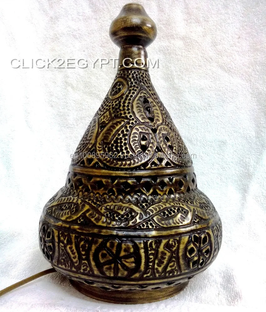 BR368 Moroccan Mosaic Brass Table Tea Light Lamp