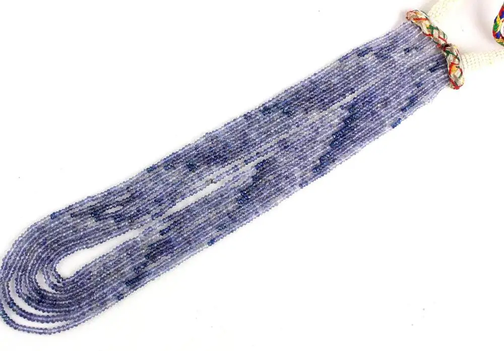 Natural Blue Iolite Gemstone Faceted Rondelle Beaded Beautiful Handmade 7 String Necklace  Women America Gift