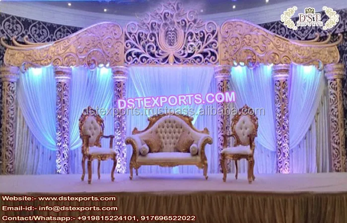 Ancient Bollywood Style Wedding Stage Muslim Theme Wedding Jhronka Stage Nayab Walima Jhronka Fiber Stage Setup