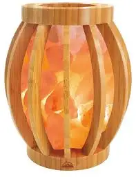 High Quality Carved Feng Shui Style Pink Natural Wooden Basket Salt Lamp with Heart Type Chunks Original from Sian Enterprises