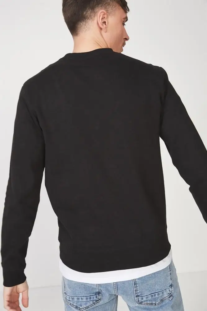 Cotton Fleece Sweatshirts Without Hood Custom Patched Fitted Pullover Colorful Chenille Patch Sweatshirt