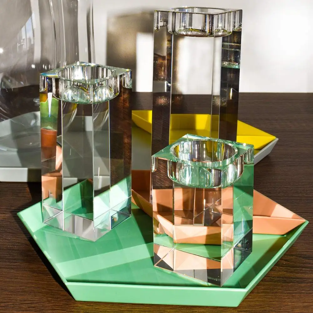 
Amazing Home Large Name and Date Printing Crystal Candle Holder for Wedding and Anniversary 