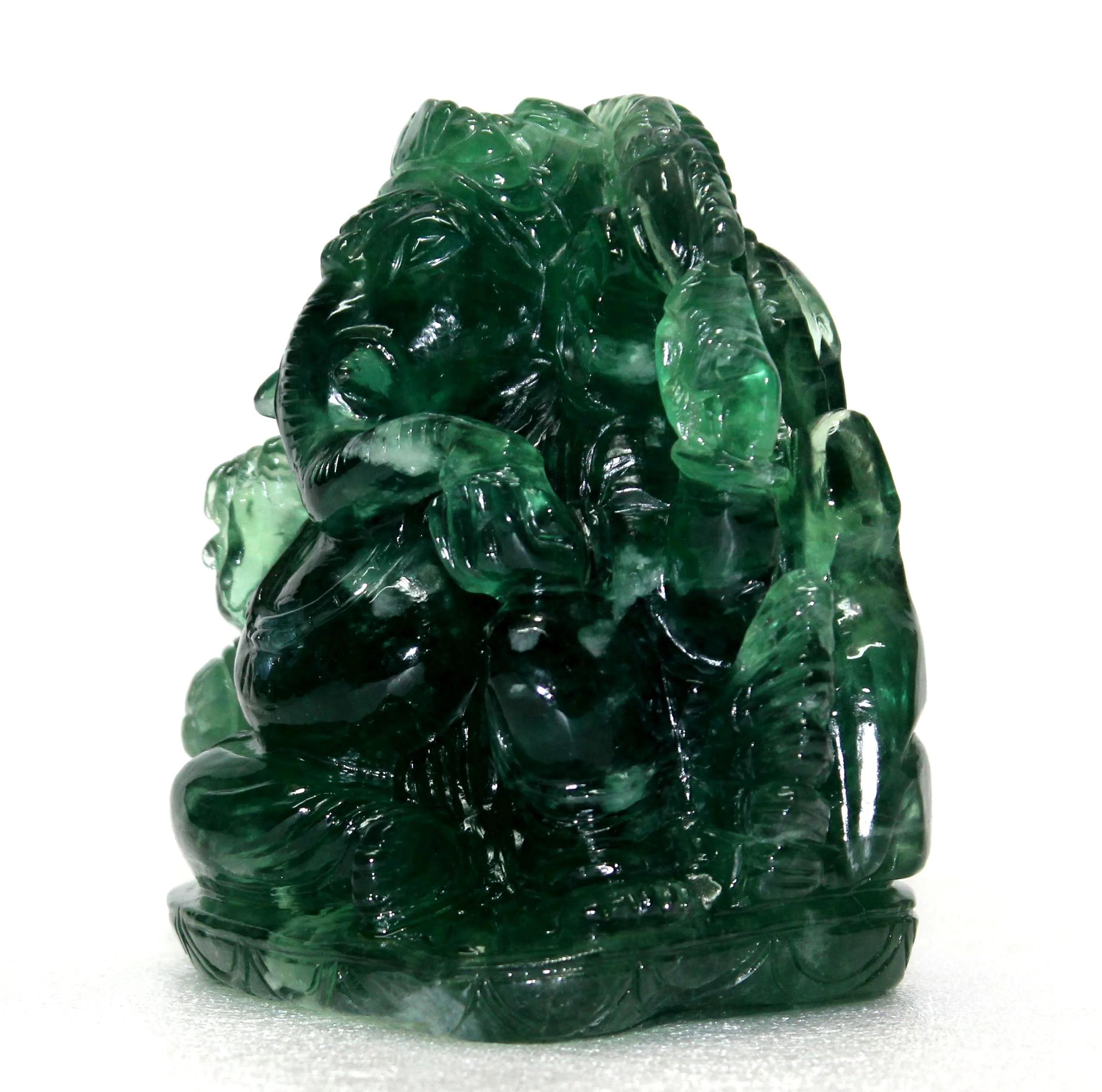 Natural Fluorite Ganesha Stone Sculpture Handcrafted Carving Figurine Make in India Spiritual Statues