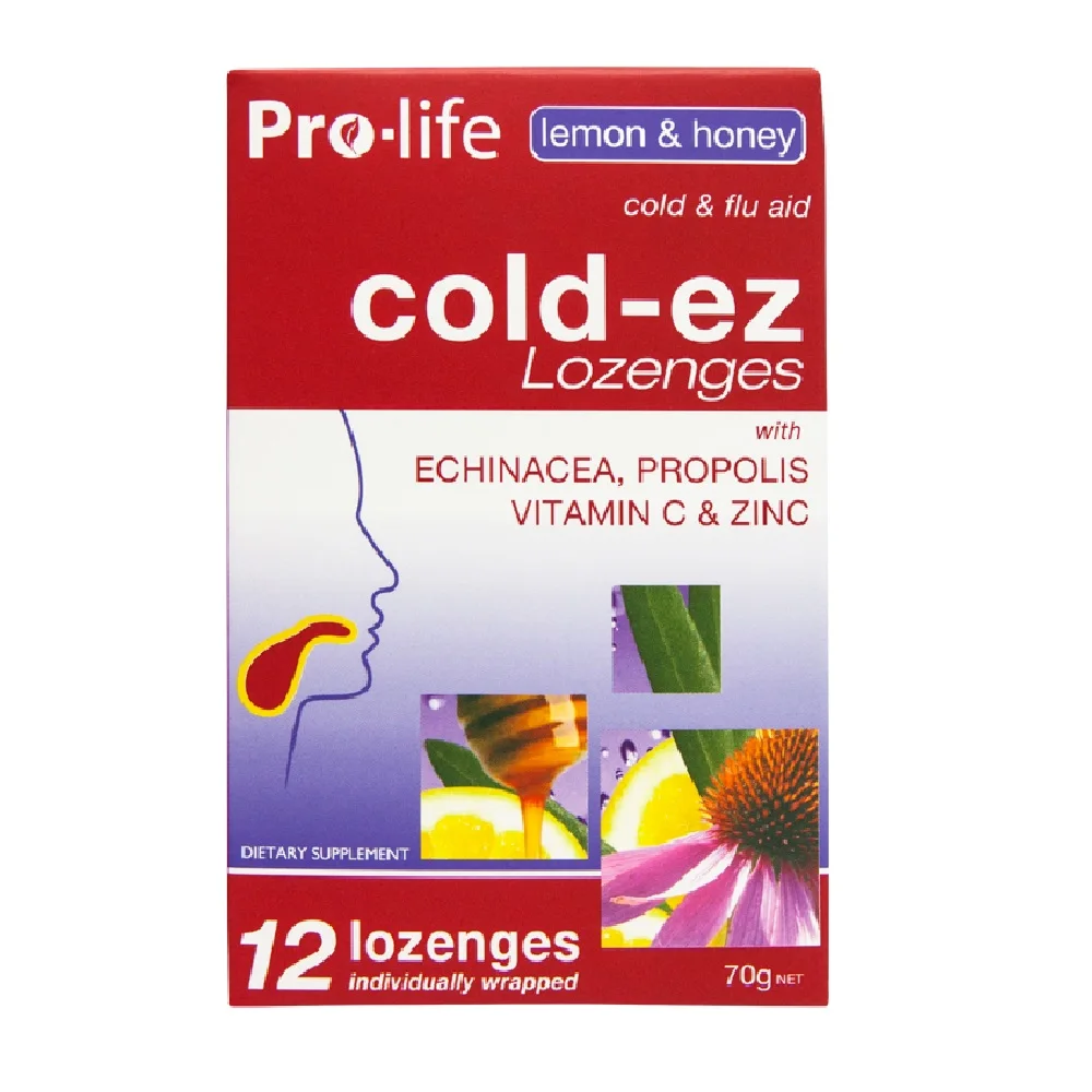 Pro-life Cold-ez Lemon & Honey | Zinc Immunity Lozenges, Support Clear Airways