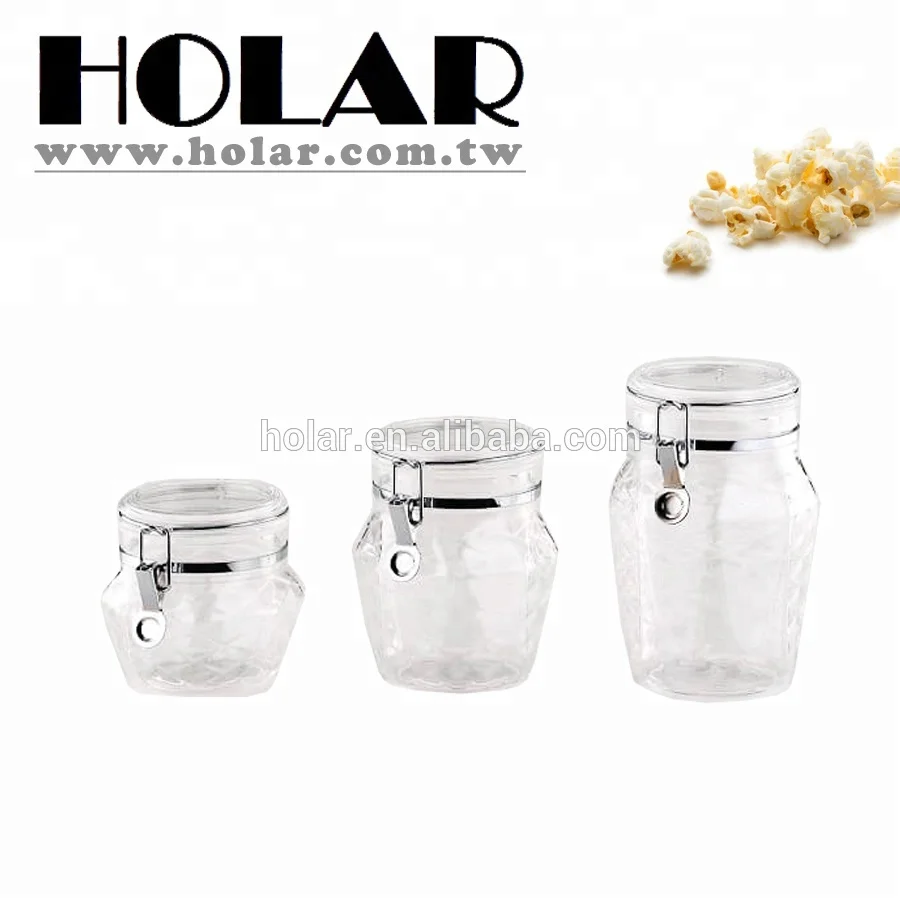 [Holar] Taiwan Made 650 1000 1250 ml Clear Canister Plastic Container for Food Spice Candy Cookie Flour Herb