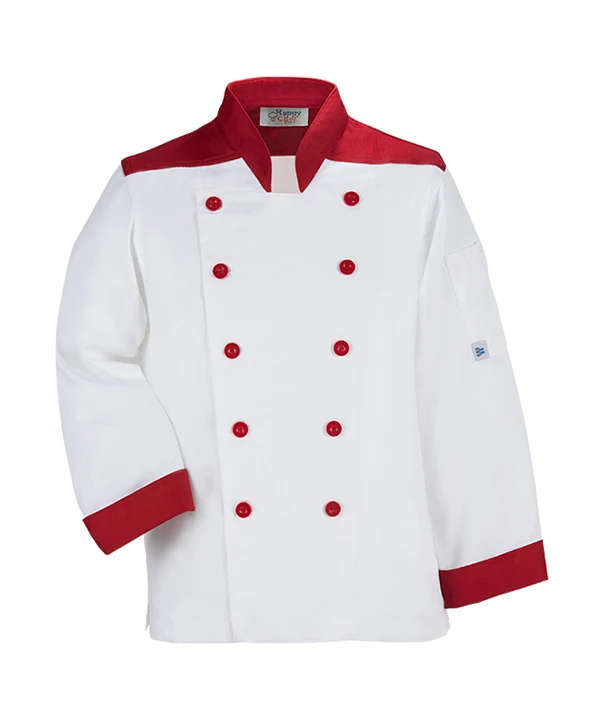 Custom made chef uniform kitchen usage double breasted chef coat for hotel bar restaurants