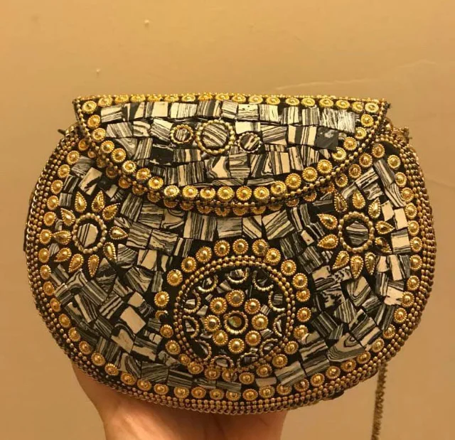New design Ladies Evening Clutch Bags metal clutch mosaic bag evening purse metal brass and mosaic clutch bag by lametierartz