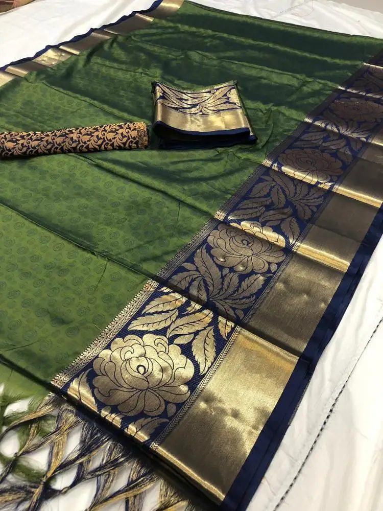 Шелковые хлопковые Дизайнерские Сари ручной работы от R & D Exports