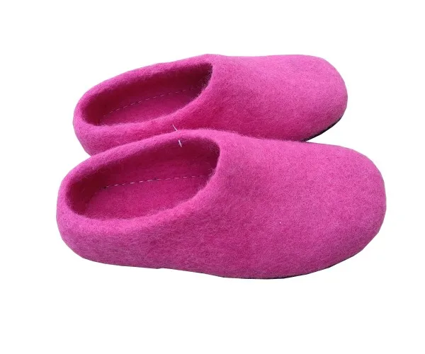Handmade felt wool shoes with leather sole indoor slippers nepal Wholesale Handcrafted Eco-friendly wool Felt