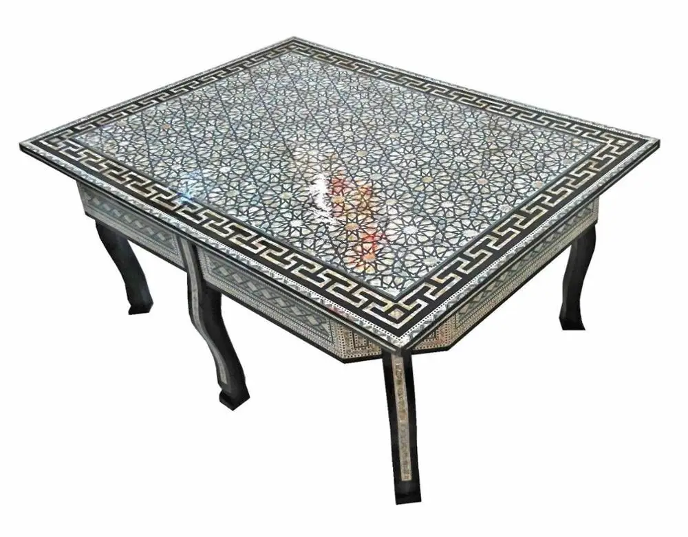 W116 большой жемчужный Египетский деревянный прямоугольный столик коричневый кофейный конец