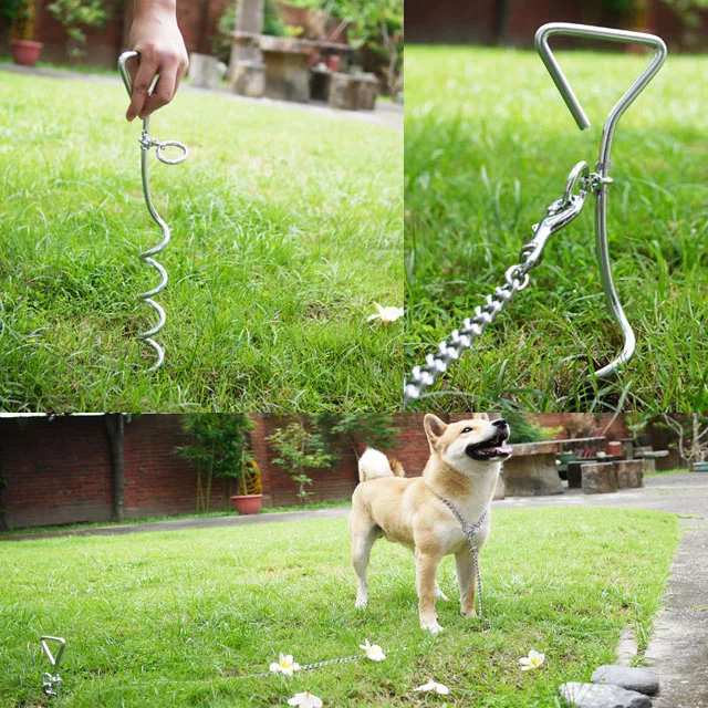 Useful Pet Product Out Door Dog Tie Out Steel Spiral Stake