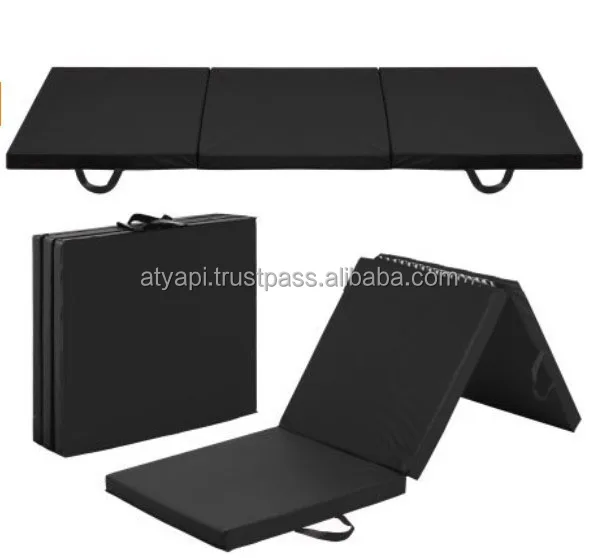 Exercise Tri-Fold Gym foam Mat For Gymnastics, Aerobics, Yoga, Martial Arts - Black