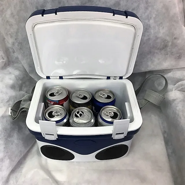 Mini music cooler box with built in wireless speaker and rechargeable battery  for outdoor