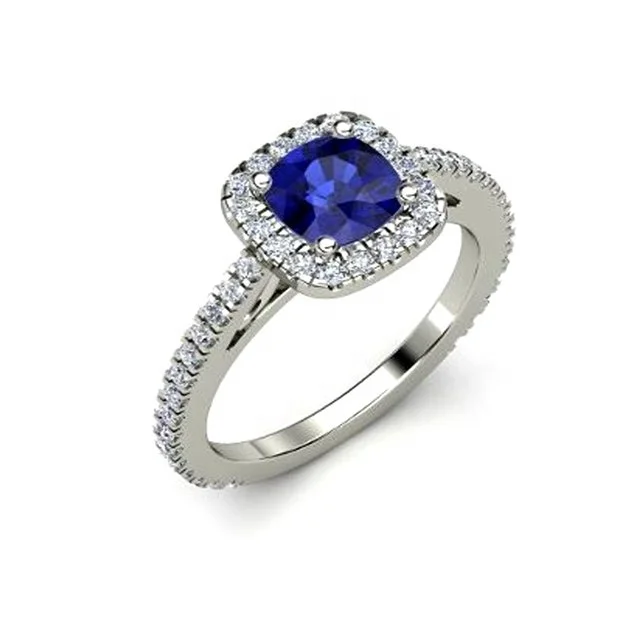 High Quality Natural Precious Gemstone Rings 14K White Solid Gold Gemstone Diamond Wedding Rings