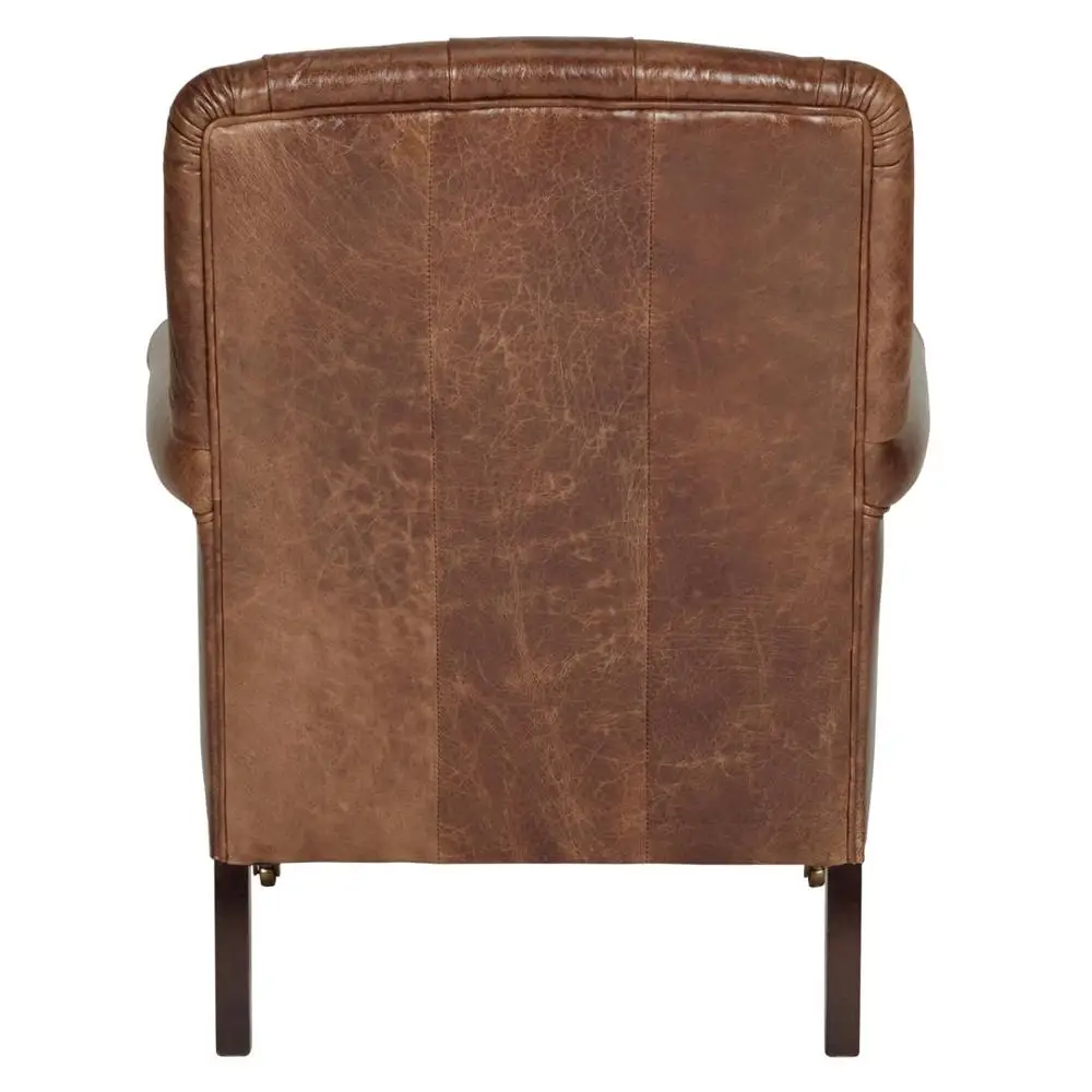 Tweed Flynn Leather Armchair/Leather chair brass wheels