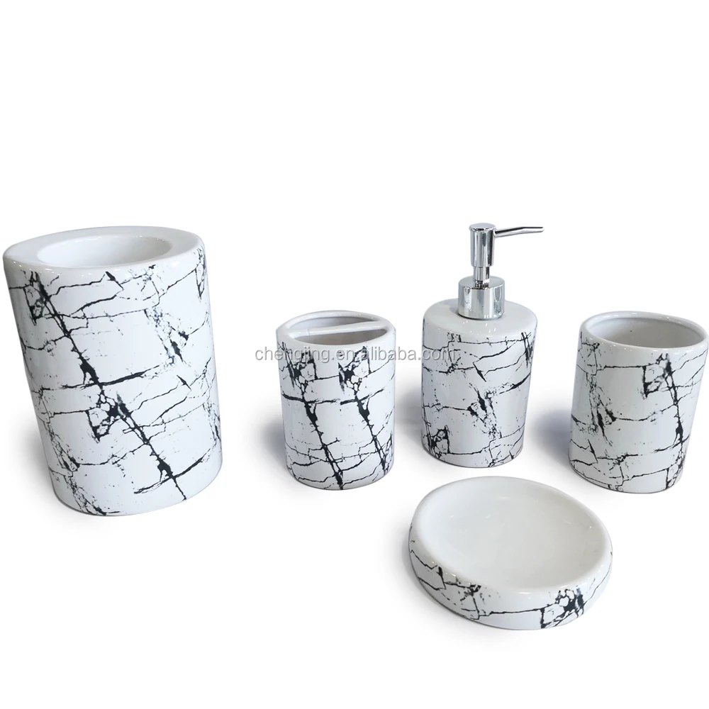 China Wholesale Red Head  Shower Resin Bathroom Accessories Sets For Hotel