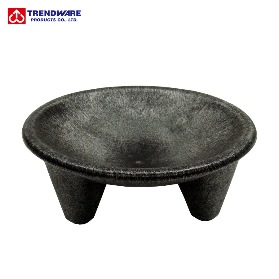 
Mexican Molcajete Style Serving Dish Black Plastic Salsa Bowl 