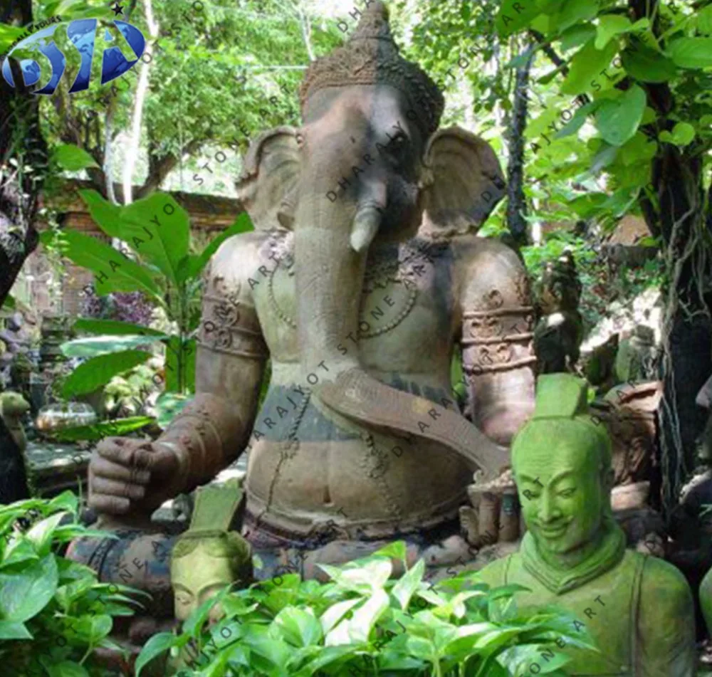 Indian Religious Ganesha Sculpture Life Size Hindu God Brown Sandstone Ganesh Statue Lord Ganesha Statue