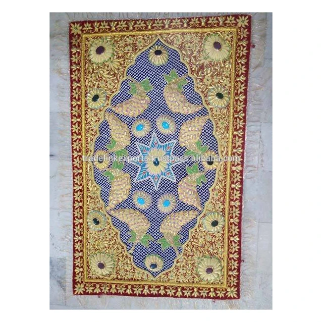 Luxury zari embroidery handmade Jewel Wall Hanging Carpet for home decoration interior
