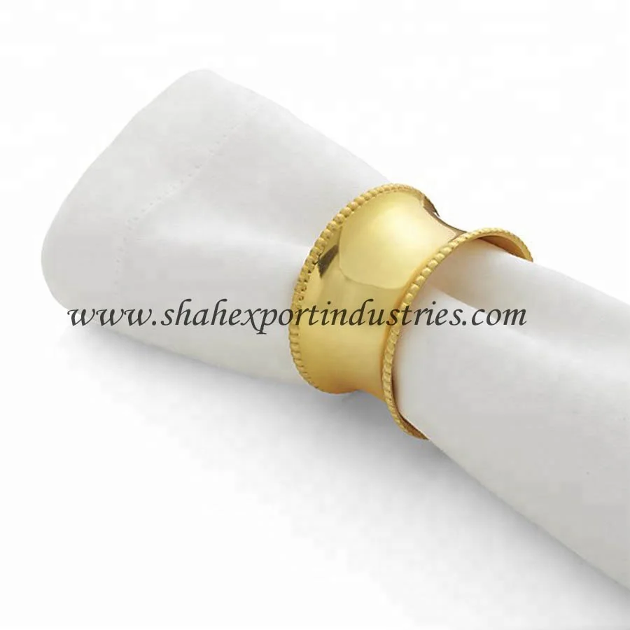 Premium Quality Gold Plated Metal Napkin Ring For Dining Table Decoration Centerpieces Dotted Napkin Holder