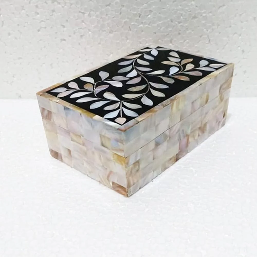 DECORATIVE MOTHER OF PEARLINLAY BOX HANDCRAFTED PEARL INLAY BOX BY VINTAGE CRAFT MADE IN INDIA