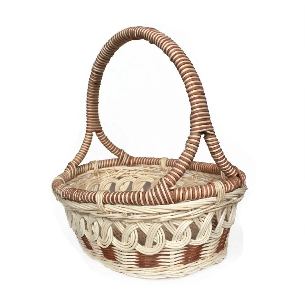 Rattan wicker storage basket and fruit storage basket with handle