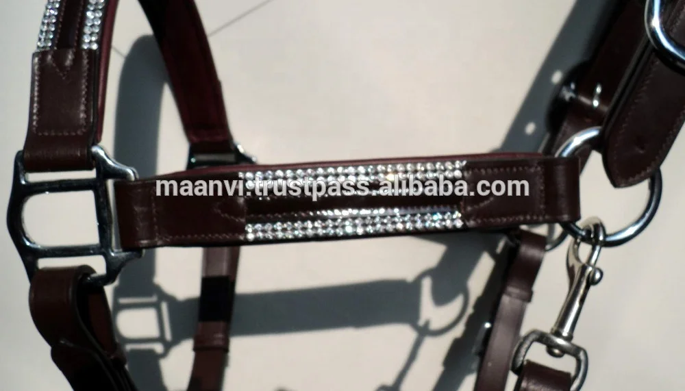 Classic Halter leather hater comfortable Genuine Leather Padded Horse Halter and Head collar Leather Adjustable Halter