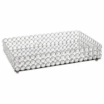 CLASSIC RECTANGLE CRYSTAL TRAY HANDMADE DESIGN METAL SERVING TRAY RESTAURANT DECORATIVE TRAY