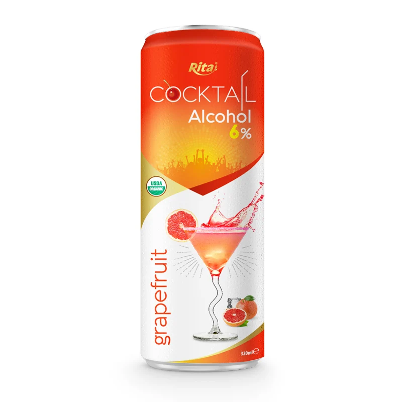 320ml Aluminum Can Good Taste Redgrape Flavor Cocktail Fruit Drink Beverage 6 % Alcohol 100 Rita Vietnam for Adults 200 Cartons