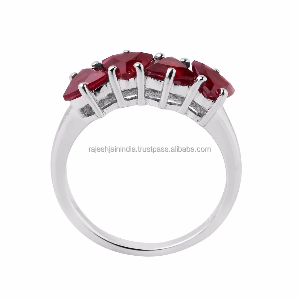 Ruby 925 Silver Fine Jewelry Ring Fashionably Crafted Trillion Stone & Finely Worked a Work of Art by Craft of India