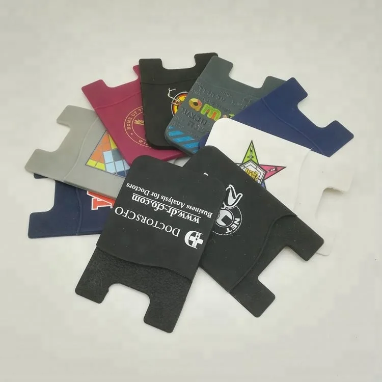 Fashion Customized Silicone Pocket Adhesive Phone Card Holder with 3M Sticker