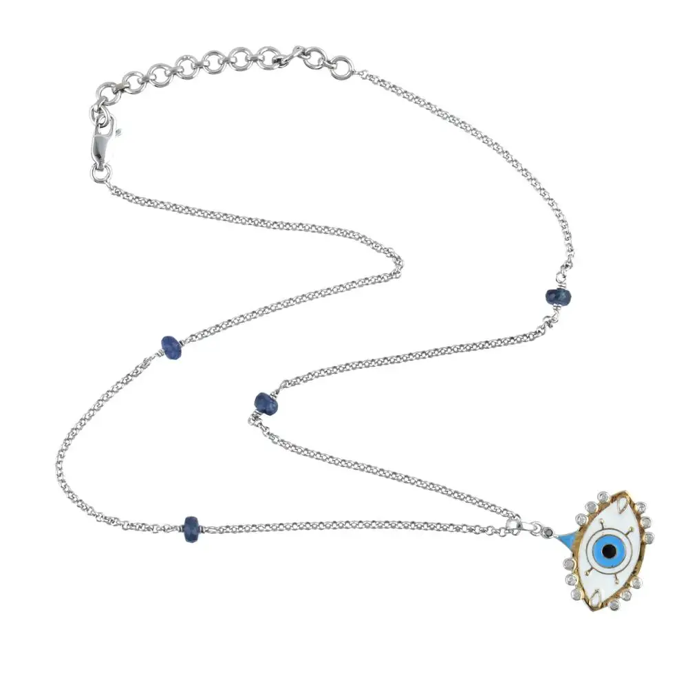 Ожерелье из серебра 925 пробы с эмалью и сапфиром