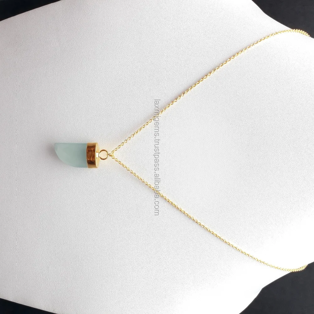 Indian work Aqua Chalcedony 925 sterling silver custom pendant