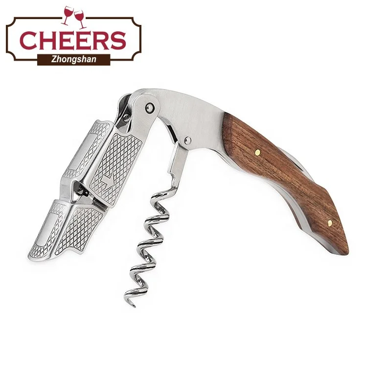 Professional All-in-one Stainless Steel Waiters Corkscrew with Rosewood,  Beer Bottle Opener and Wine Key Foil Cutter