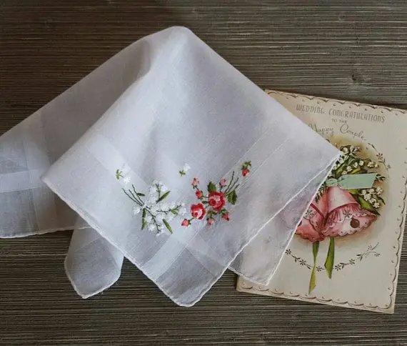 
Embroidery scallop flower handkerchief 100% cotton women handkerchief 