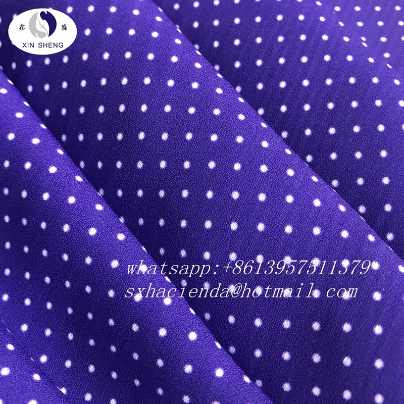 custom digital printed exquisite dot design 100% polyester chiffon moss crepe  for dress  fabric