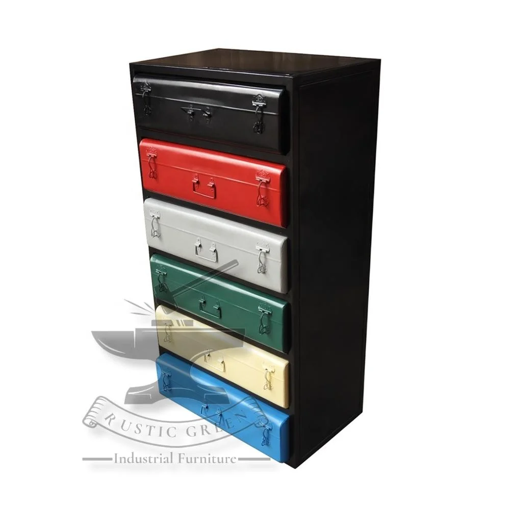 Industrial Vintage Metal Tall Chest of Drawer