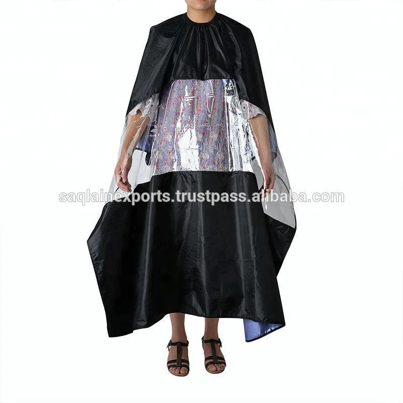 
Unisex Hairdressing cape with transparent window salon professional haircutting Polyester waterproof Customized snap barber cape 