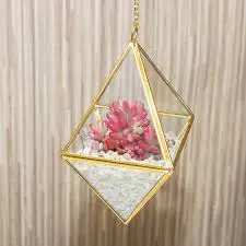 TERRARIUM HANGING POT TRIANGLE SHAPE HOME DECORATIVE FLOWER PLANT TERRARIUM FANCY DESIGN PLANT VASES