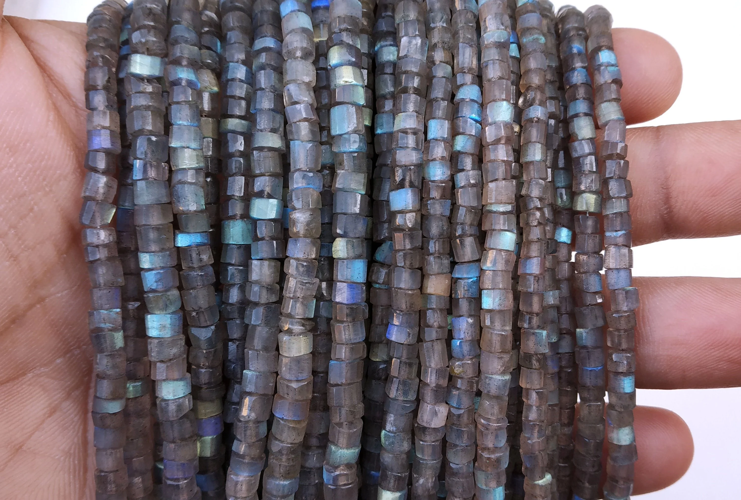 Natural Blue Fire Labradorite Gemstone Tyre Shape Smooth Heishi Beads Making Jewelry 2022 Wholesaler