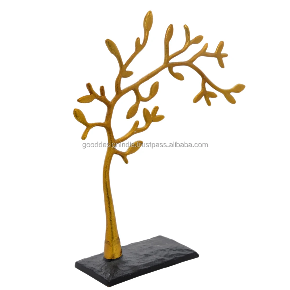 Fashion Jewelry Stand and Home Decor Item Jewellery Stand for Earring Metal Tree Design Decorative and Jewelry Stand Gold Finish
