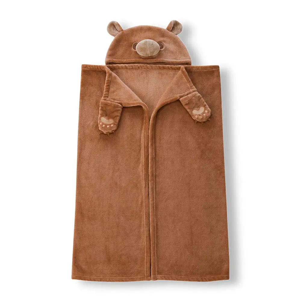 Bear Hooded Blanket for Kids, 3D Toddler Wearable Animal Snuggie Throw