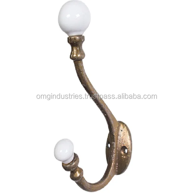 OMG Industries Porcelain Ceramic Ball Hat & Coat Hook Cast Iron Wall Mounted Grab Hook Wholesale Made of Metal Brass