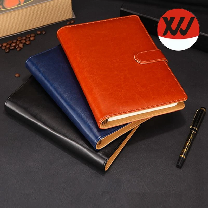A5 Customized logo notebook PU leather notepad hard cover with magnetic snap and pen loop