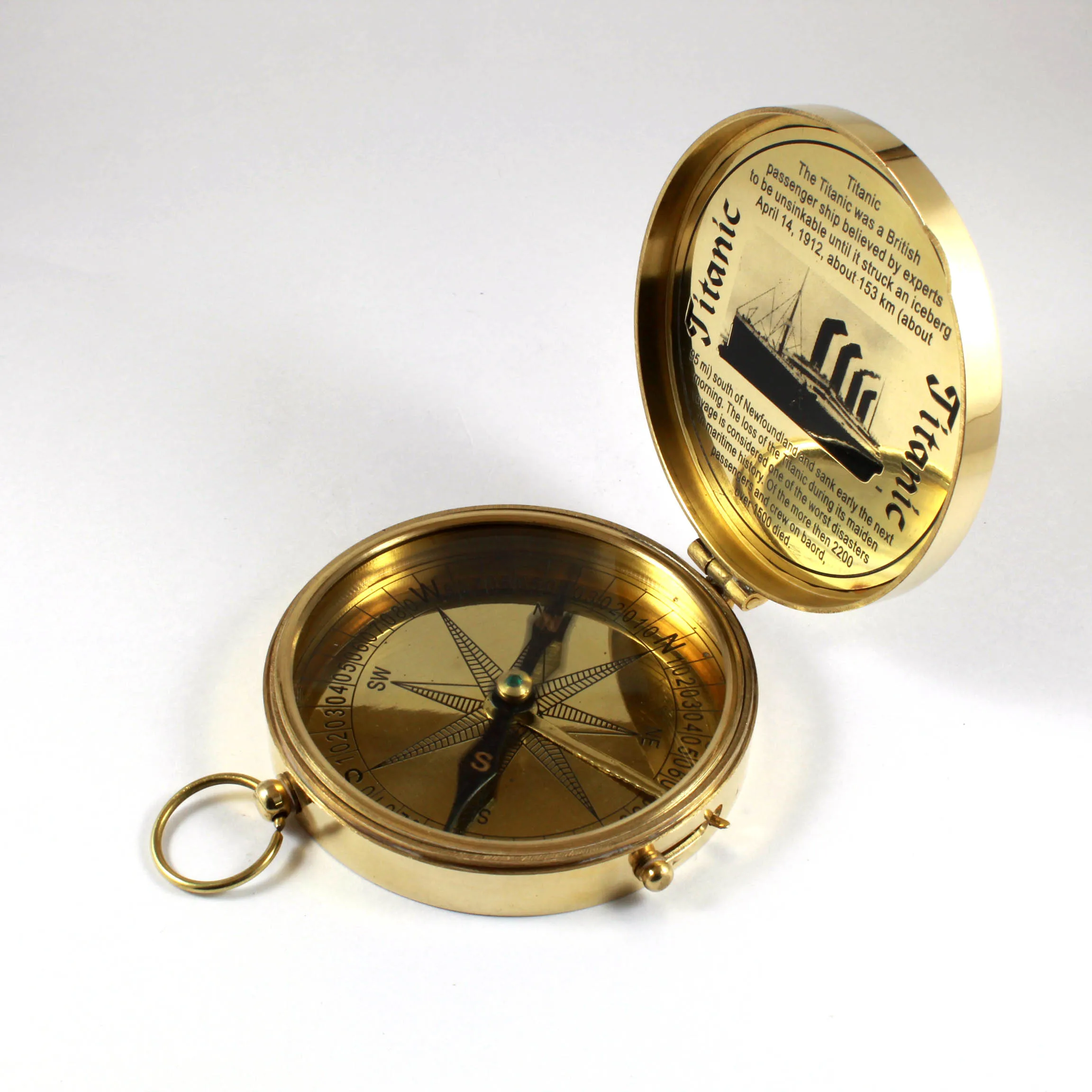 Brass Nautical Polished Finish Directional Camping Directional Compass Leather Case