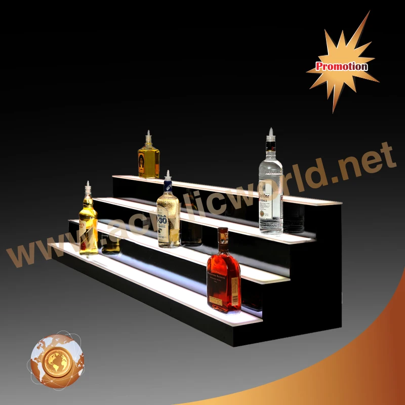 LED Lighted Liquor Bottle Display Shelf With Remote Control Home Bar Lighting Acrylic Wine Bottle Display Rack