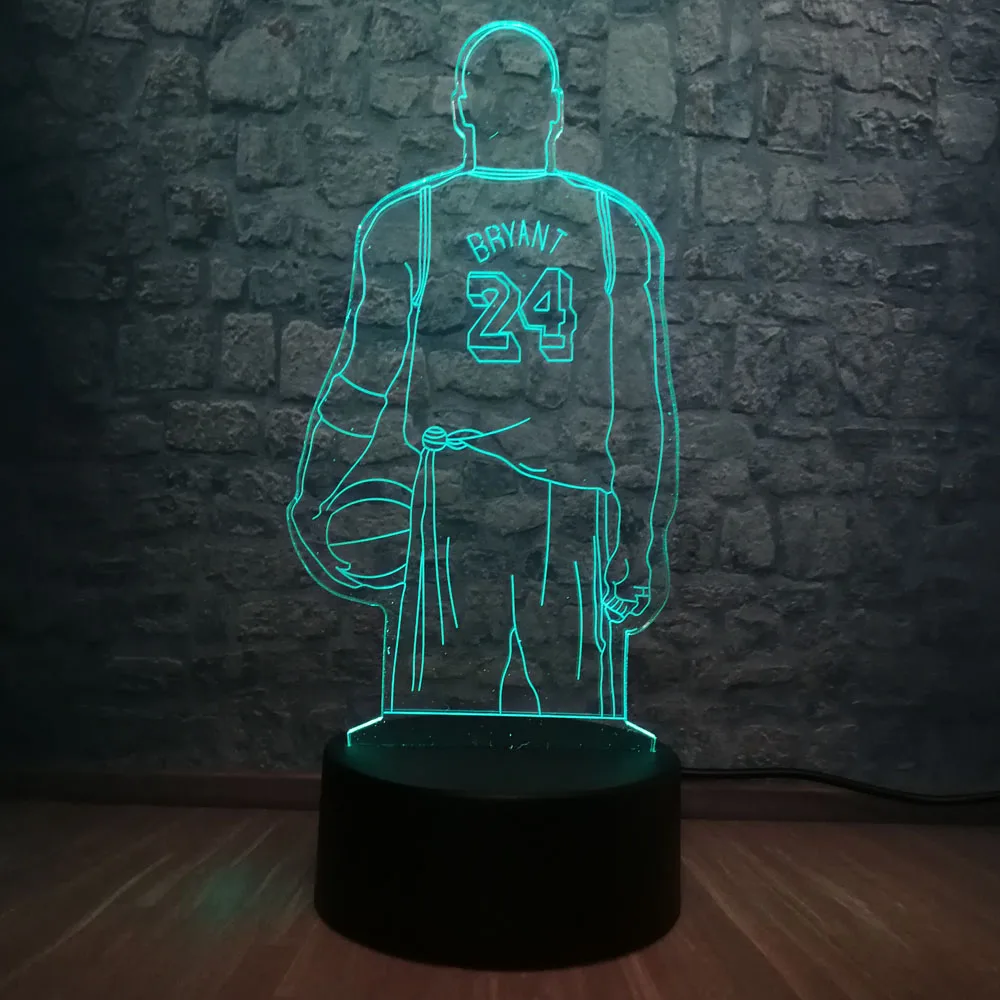 3D Basketball Player Kobe Bryant Jersey Sport LED Night Light Illusion Touch Bedroom USB Lamp Children Gift Table Decor Kid Toy