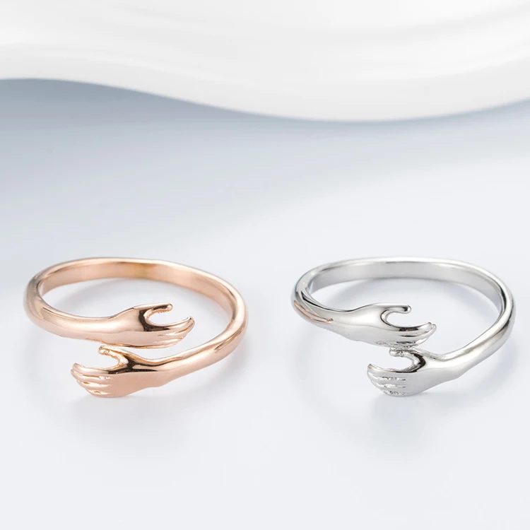 cheap wholesale promise series jewelry adjustable 925 sterling silver give me a hug ring