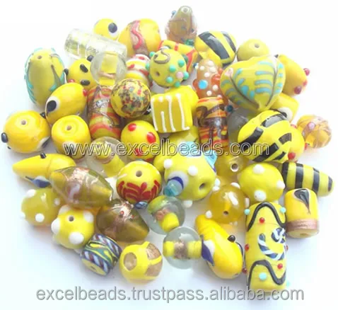 Glass Beads Mix - Fancy Beads Lime Green Combination 1 kg packs wholesale